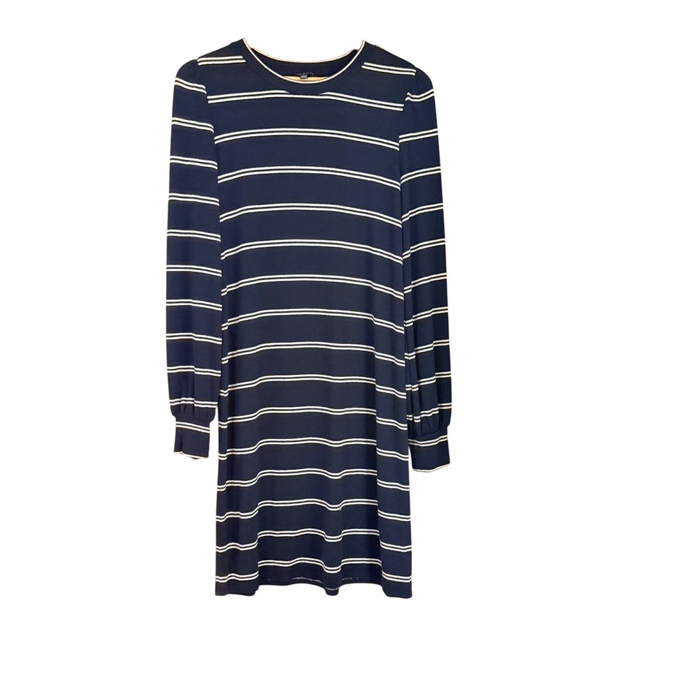 Lucky Brand Dress Striped Long Sleeve Navy White Casual Womens Medium M